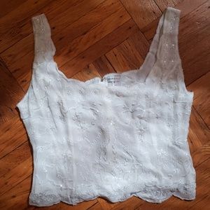 Moyna unworn white beaded crop top sz 6 100% silk
